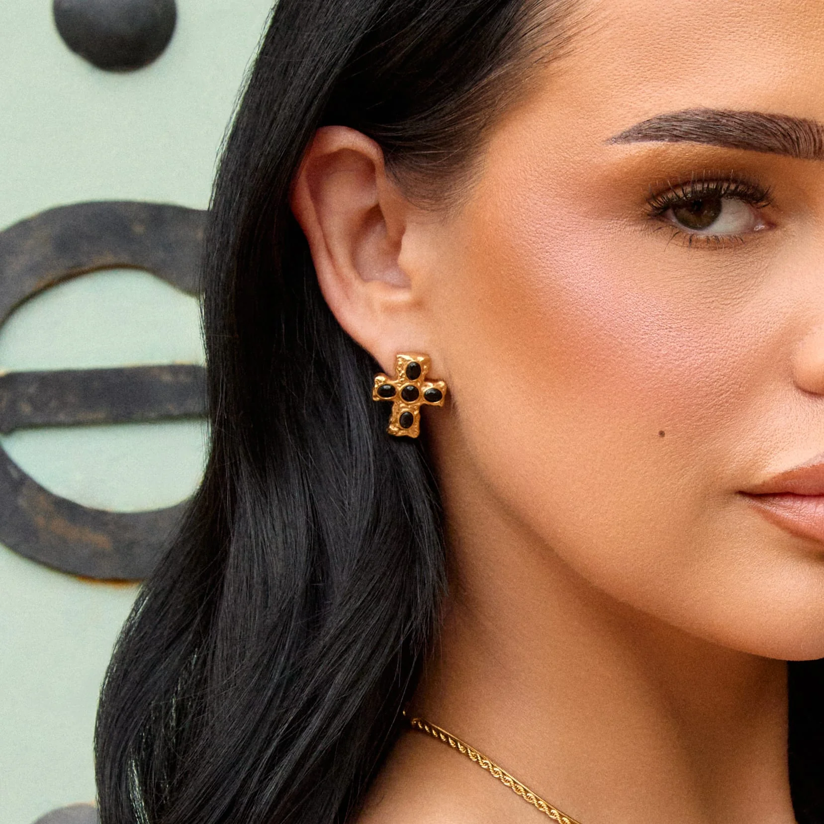 Sable Cross Stud Earrings - Image 2